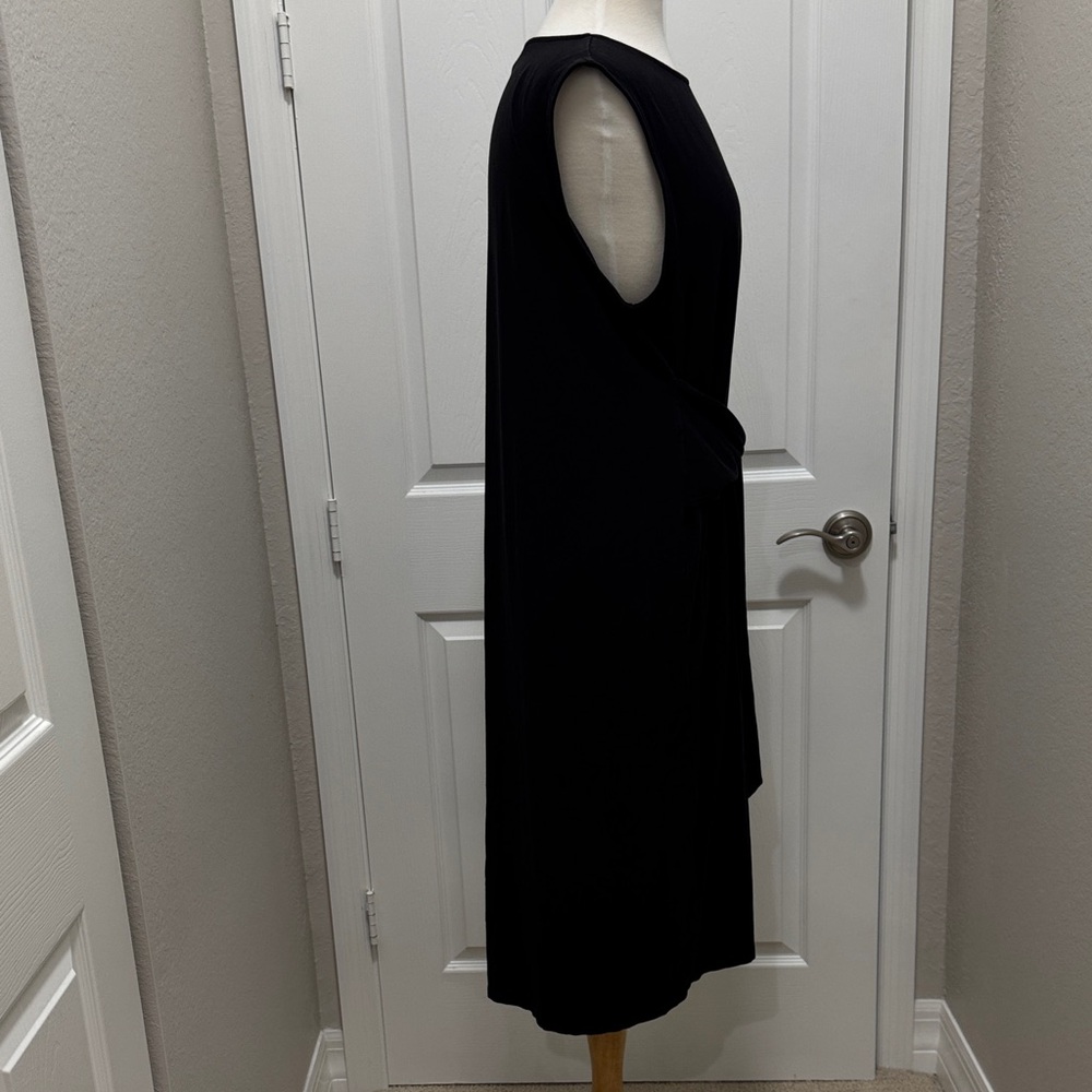 Eileen Fisher Black Sleeveless Dress with Front Tie - Picture 4 of 8